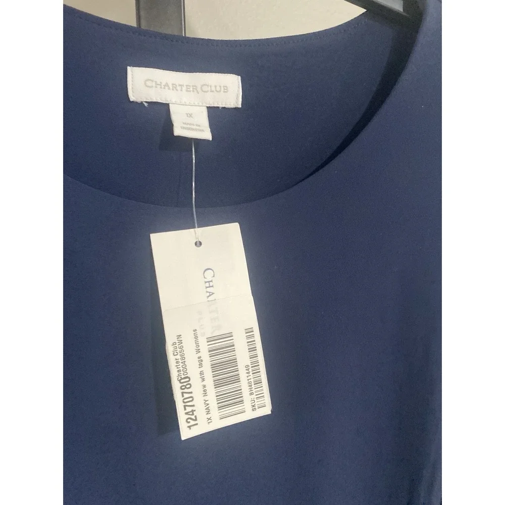Charter‎ Club womens dress navy blue stretch sleeveless plus 1X NEW $89.50 A5